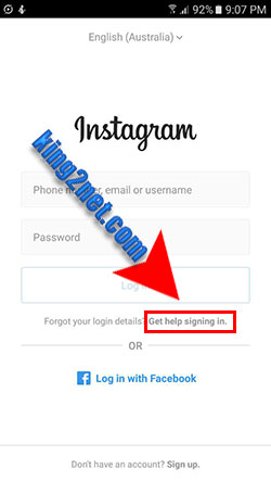 recover instagram Use Username Or Email